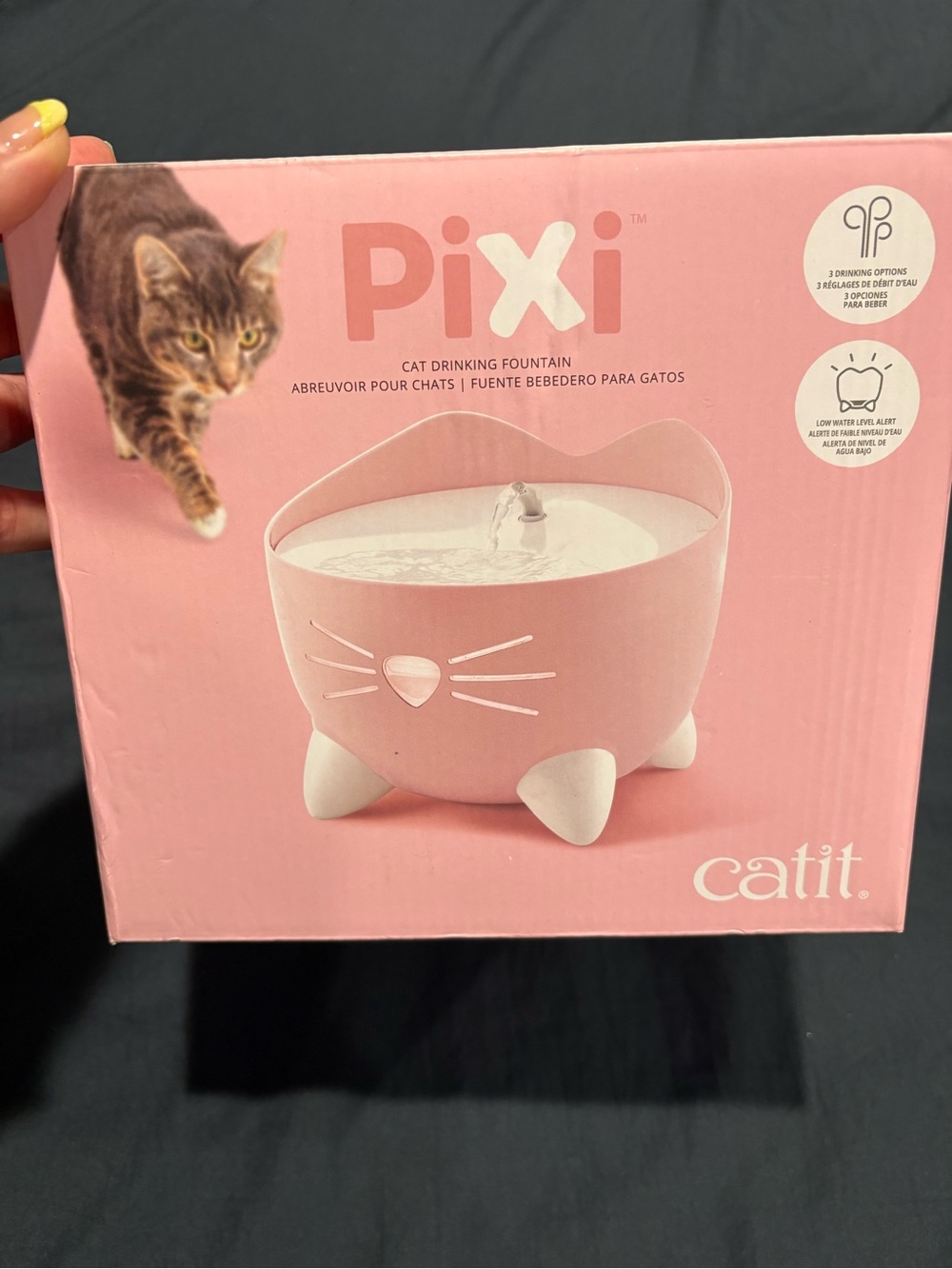 Pixi Pink Catit Cat-Shaped Drinking Fountain - Pink & White